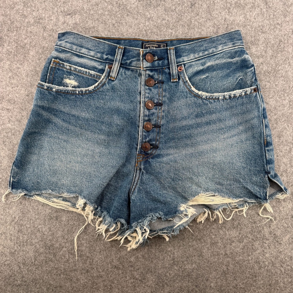 Y2K VTG Abercrombie & Fitch Shorts Womens 27 Natural Rise Blue Distressed